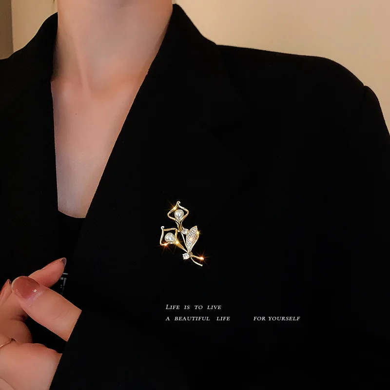 Корейский Высококачественный Универсальный Модный жемчужный циркон брошь в