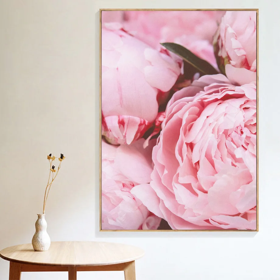 Розовый цветок розы вдохновляющие любовь художественная стена с цитатой холст
