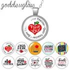 Научите любовь inspire любовь супер учитель круглые стеклянные кабошоны разрисованные изделия из стекла с серебряным покрытиемподвеска с кристаллом ожерелье ювелирные изделия для подарка