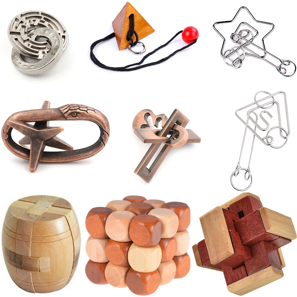 

Головоломка-лабиринт IQ 3D классическая, разблокированный металлический, деревянный, для развития интеллекта, головоломка для мозга, сцепляю...