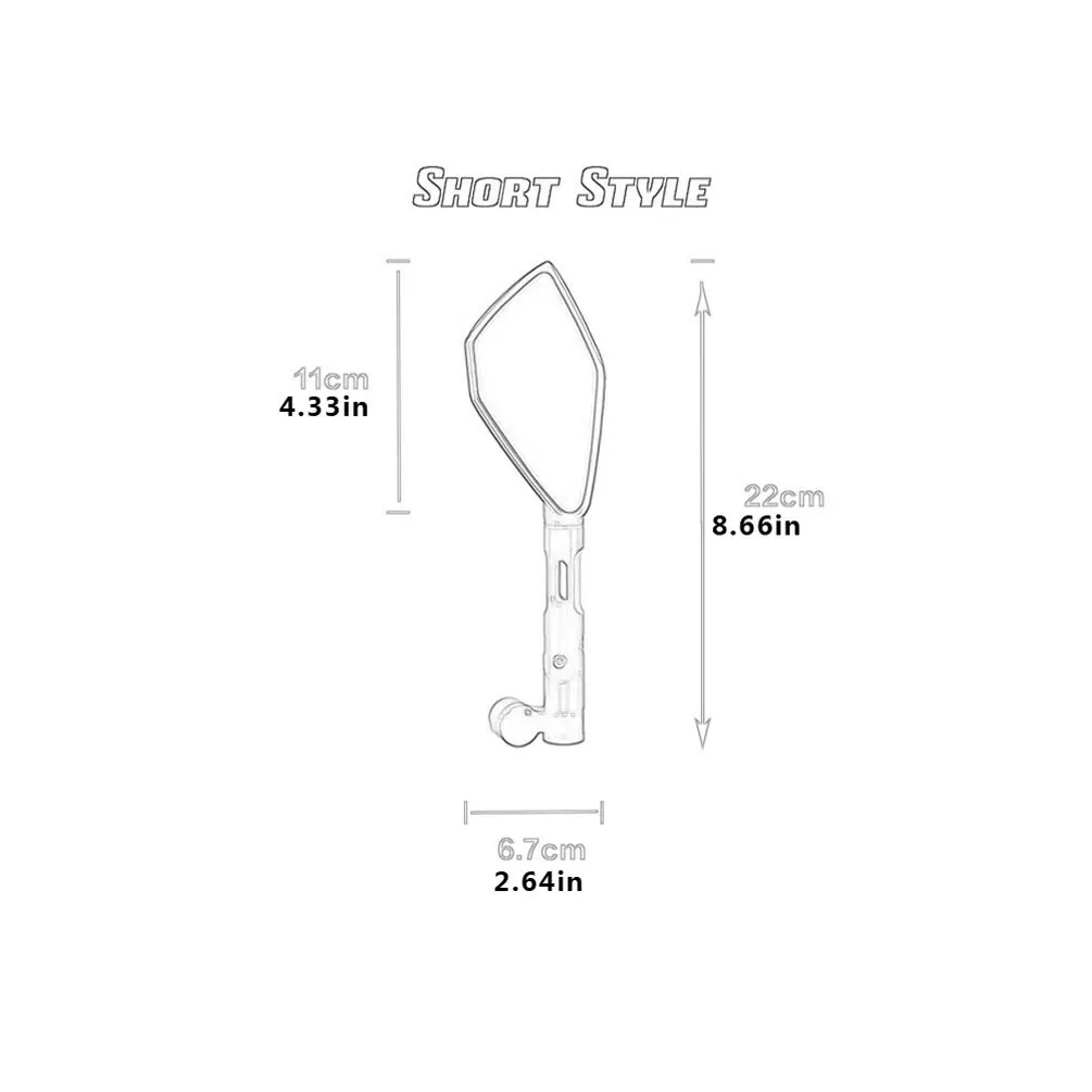 

1 Pair 22cm length Motorcycle Modified Aluminum Rearview Mirror Rearview Mirror Inverted Mirror Street Car Rearview Mirror