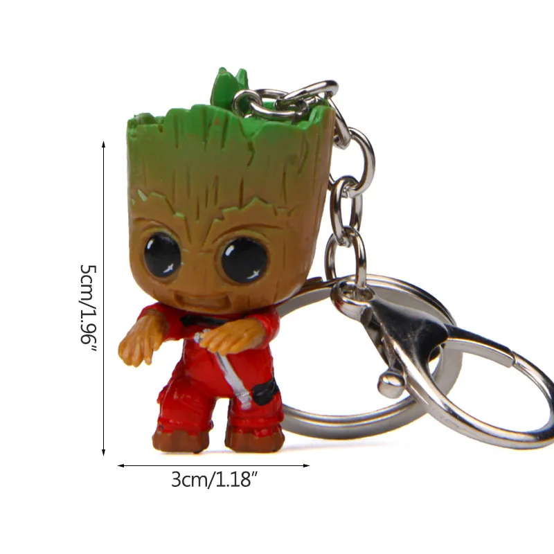Red Groot Strongwell ребенок Грут ключи цепи Дерево человек Модель Marvel стражи кукла Грут галактика Мстители украшения фигурка малыш мультфильм - Цвет: Red Groot