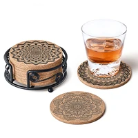 8pcs 3d mandala floral pattern drink coasters home fashion heat insulated dinning table mats coffee cup pads rugs