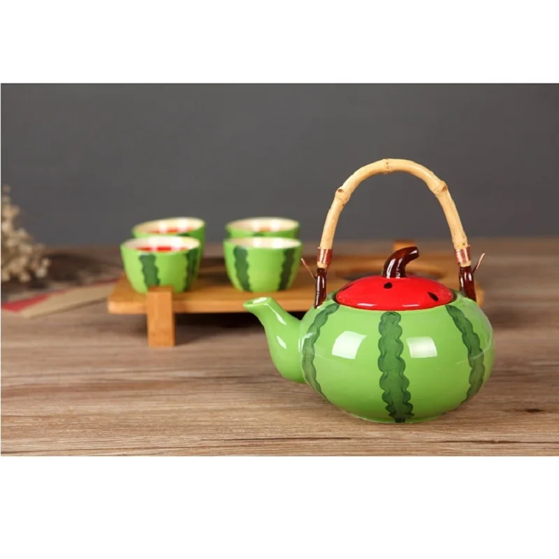 Керамический чайный горшок чайная чашка набор для чая с арбузом посуды напитков