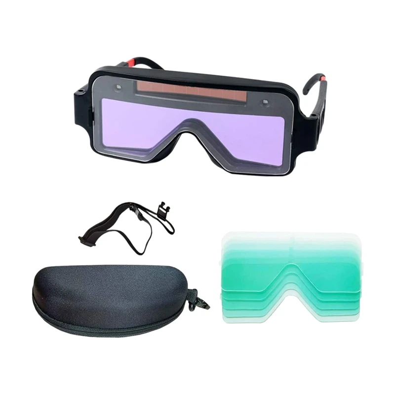 

Сварочная маска с автоматическим затемнением на солнечной батарее, шлем для сварки, очки с защитными линзами из поликарбоната и чехол для х...