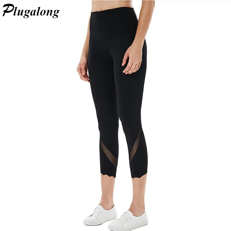 

Mesh Patchwork Push Up Tights Woman Leggings Sport Women Fitness Calf-Length Yoga Pants High Waisted Joggers Sportswear Summer