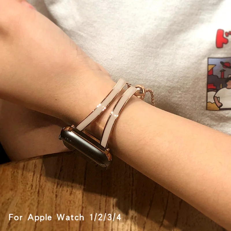 Ремешок из нержавеющей стали для Apple watch band 40 мм 44 металлический браслет iWatch 38 42