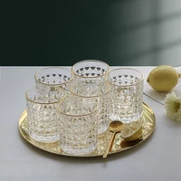 golden rim glass cup simple 300ml water cups bar beer brewage cups coffee milk tea juice mug cold drink tumbler