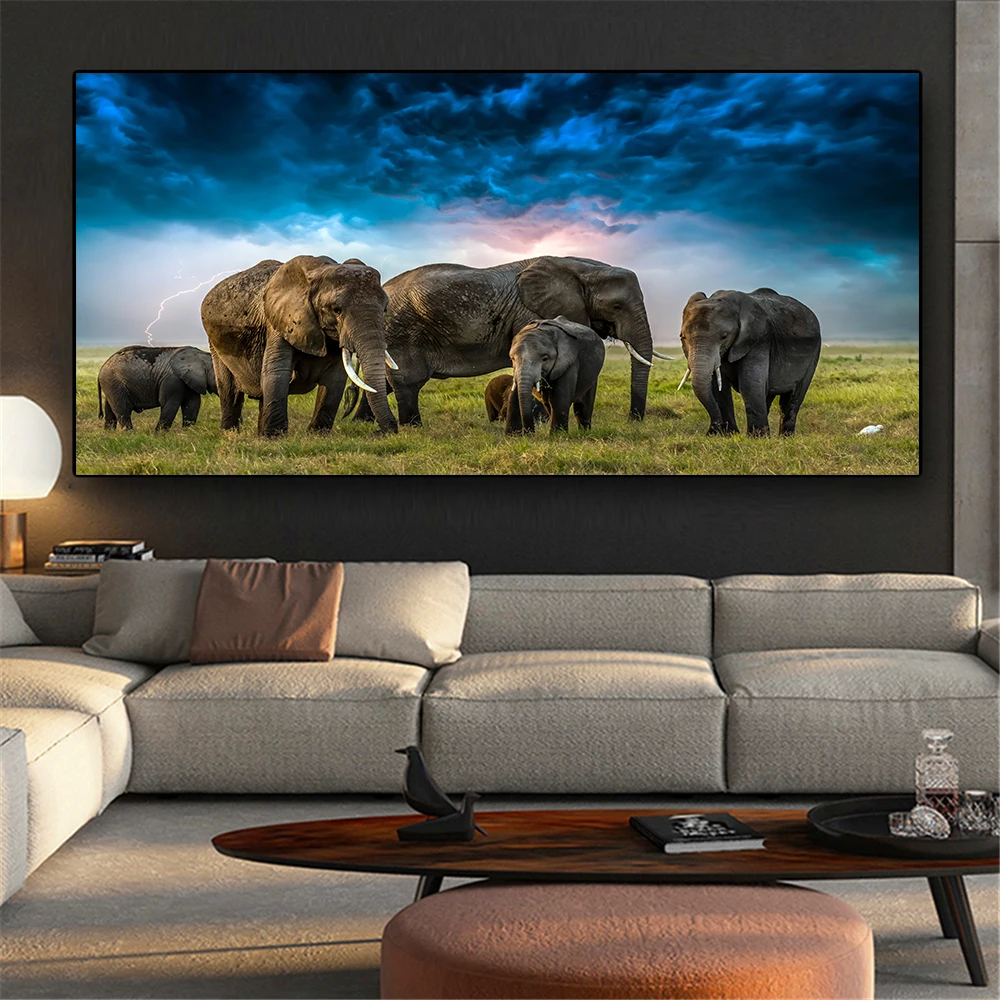 

Home Decor Canvas Painting Elephants Group Landscape Wall Pictures For Living Room Paintings On Canvas No Frame Home Decoration