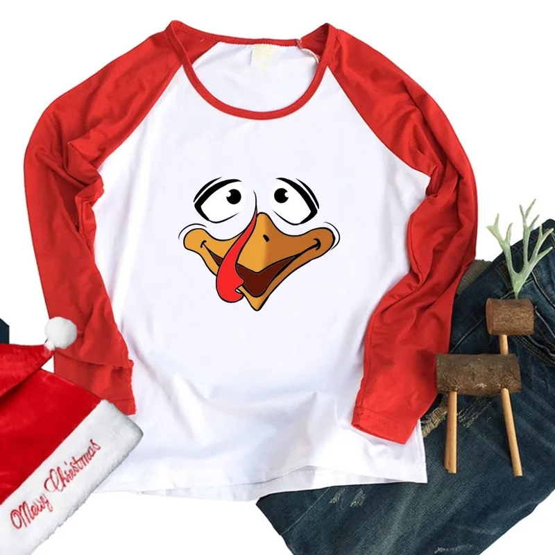 Женская футболка на День Благодарения индюк с буквенным принтом реглан топы