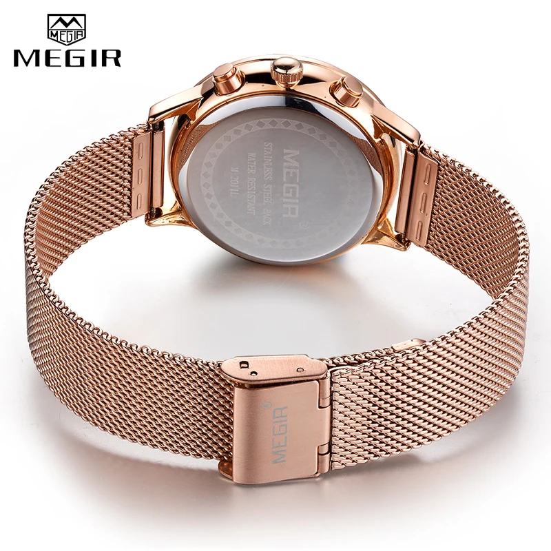 

MEGIR Fashion Rose Gold Women Watch Luxury Brand Quartz Wrist Watch Ladies Casual Bracelet Watches Sport Relogio Feminino Clock