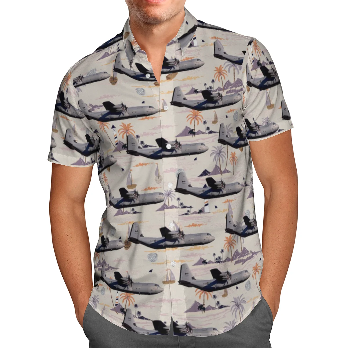 

Cool Plane 3D Beach Hawaiian 2021 Summer Shirt Short Sleeve Shirt Streetwear Oversized Breathable Camisa Social Chemise Homme-90