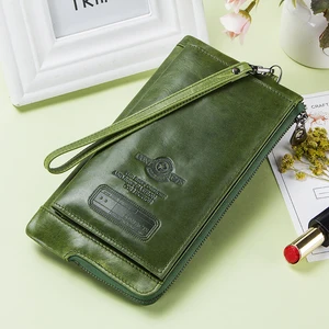 Кошелек женский из натуральной кожи, на молнии, с Rfid-защитой