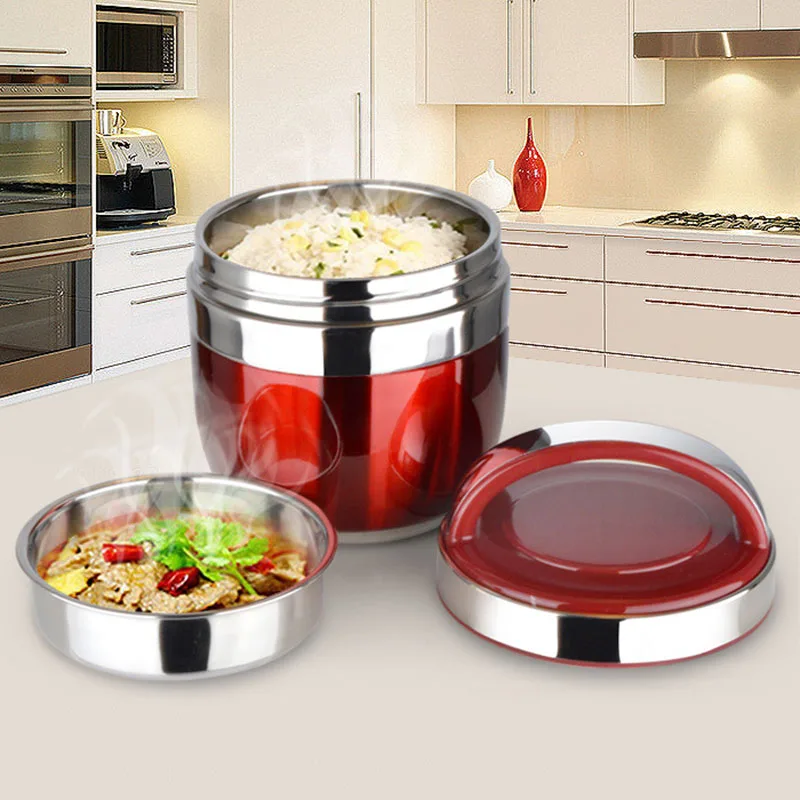 

Hand Stainless Steel Insulated Portable Pan Container Double Layer Lunch Box Creative Japanese Style Seperated-Style 2-Layer Ins