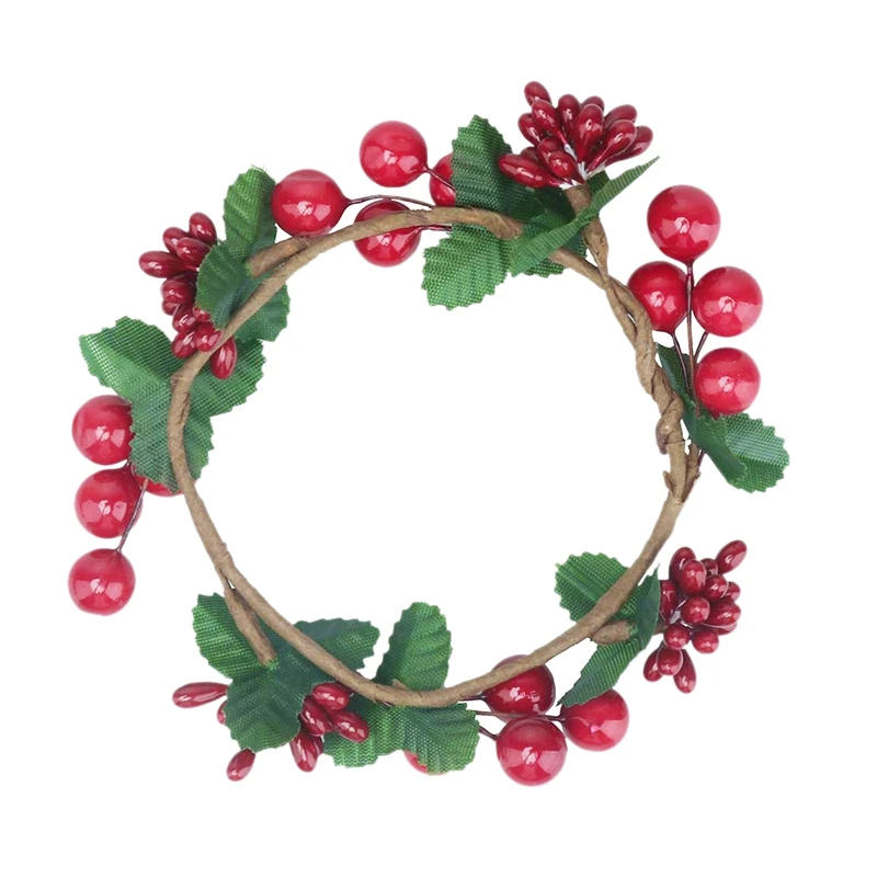 6 шт рождественские кольца для свечей венки ягоды с зелеными листьями столбов