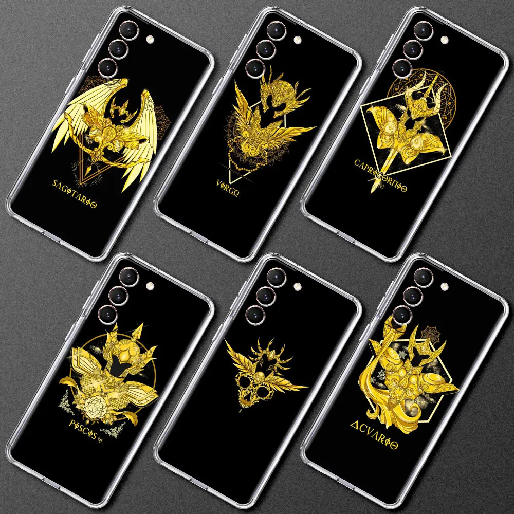 

Anime Saint Seiya Logo Clear Phone Case For Samsung Galaxy S20 FE S21 Ultra S10 Plus 5G S10e S9 S8 S7 Anti-knock Silicone Cover