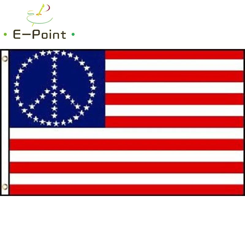

USA American Flag with Peace Sign Symbol Hippie 3ft*5ft (90*150cm) Size Christmas Decorations for Home Banner Gifts