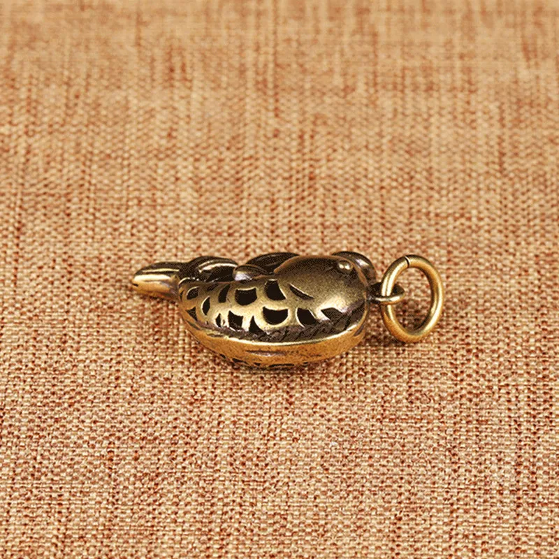 Пустая маленькая золотая рыбка из чистой латуни Брелоки статуэтки винтажные