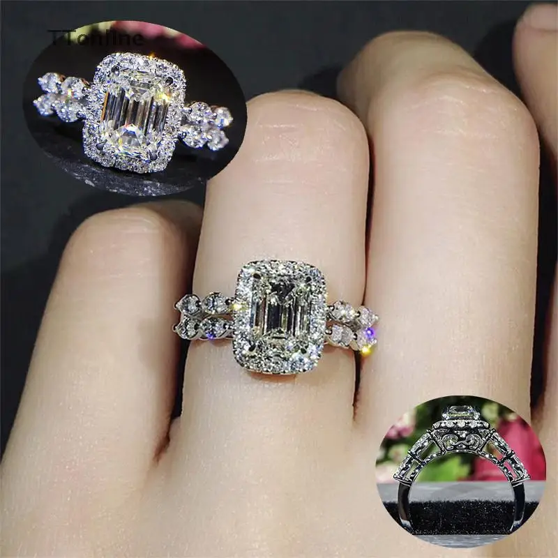 Стразы кольца блестящие свадебные Роскошные темперамент квадратные нежные