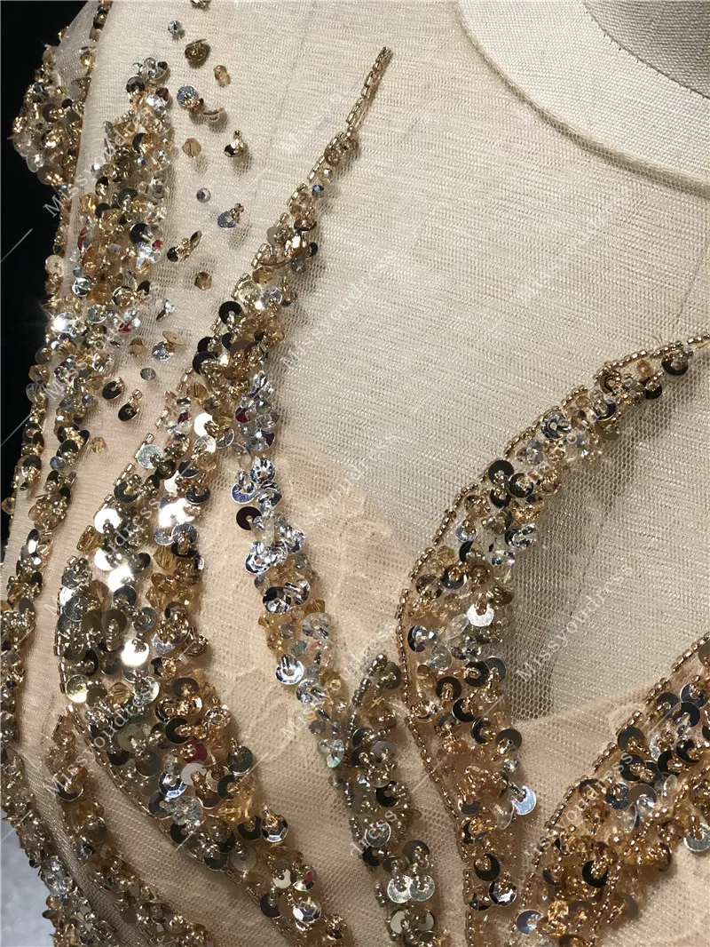 Vestidos de fiesta 2021 Real Sample Gold Short Sleeves Mermaid Floor Length Formal Party Prom Bridal Women Dancing Evening Dress