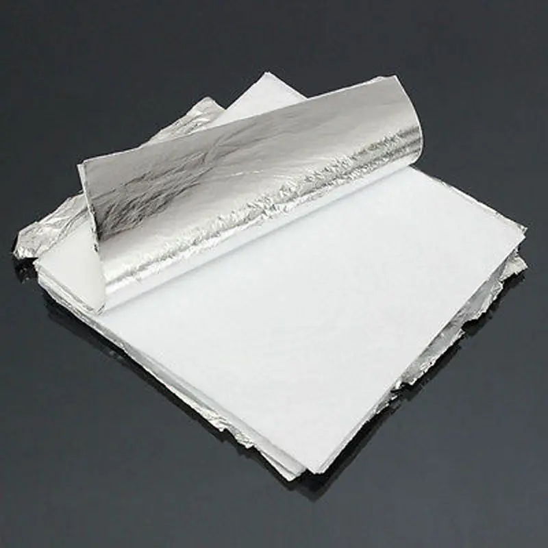 

100pcs imitation silver foil silver foil aluminum foil paper bronzing packaging crafts, used for bronzing home decoration14x14cm