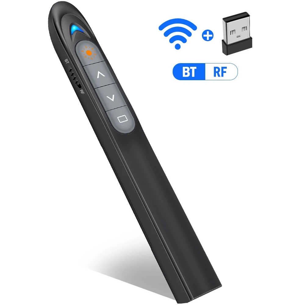 

2.4GHz RF Wireless Presenter With Red Laser Pointer USB Presentation Remote Control For Powerpoint PPT Mac/Windows 10 8 7 XP