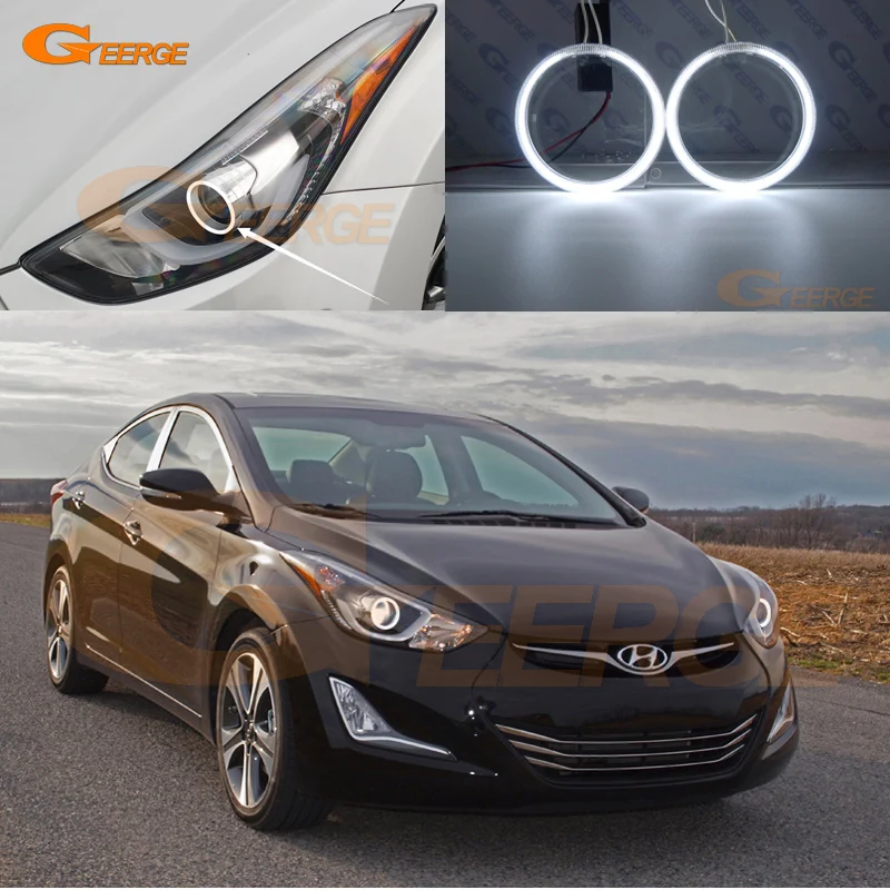 Для Hyundai Elantra 2014 2015 2016 проекционная фара отличная ультра яркая CCFL ангельские