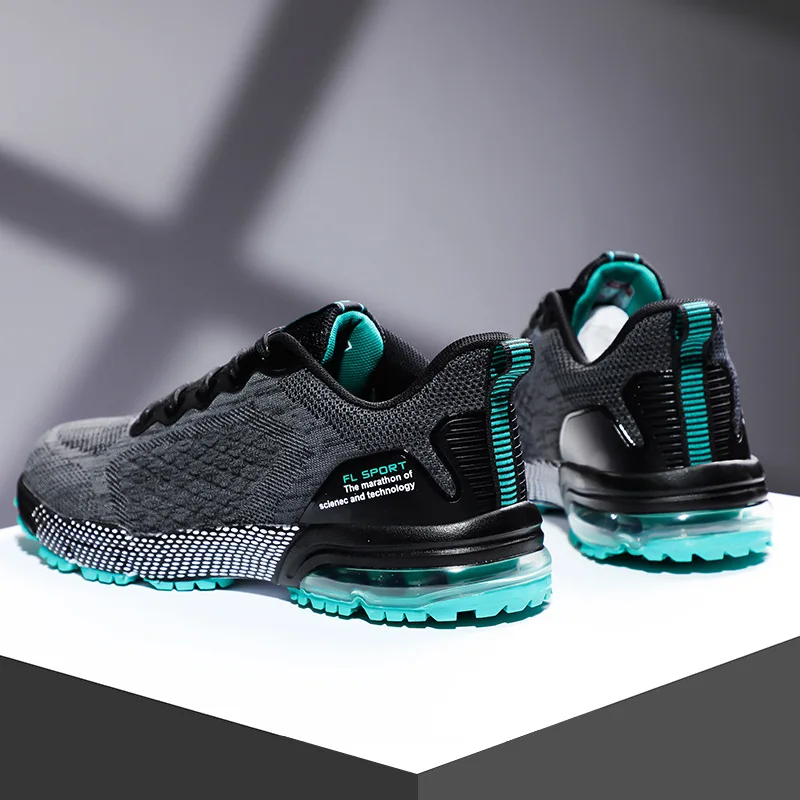 

2021 autumn men's sports shoes popcorn cushion running shoes flying woven casual men's shoes tide breathable large size shoes