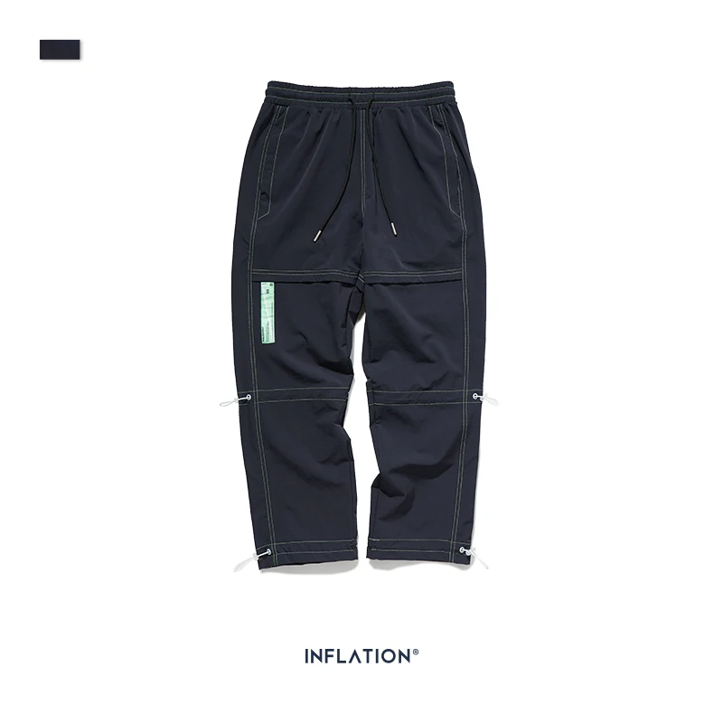 INFLATION 2019 FW Мужские штаны для бега с эффектом потертости на завязках поясом