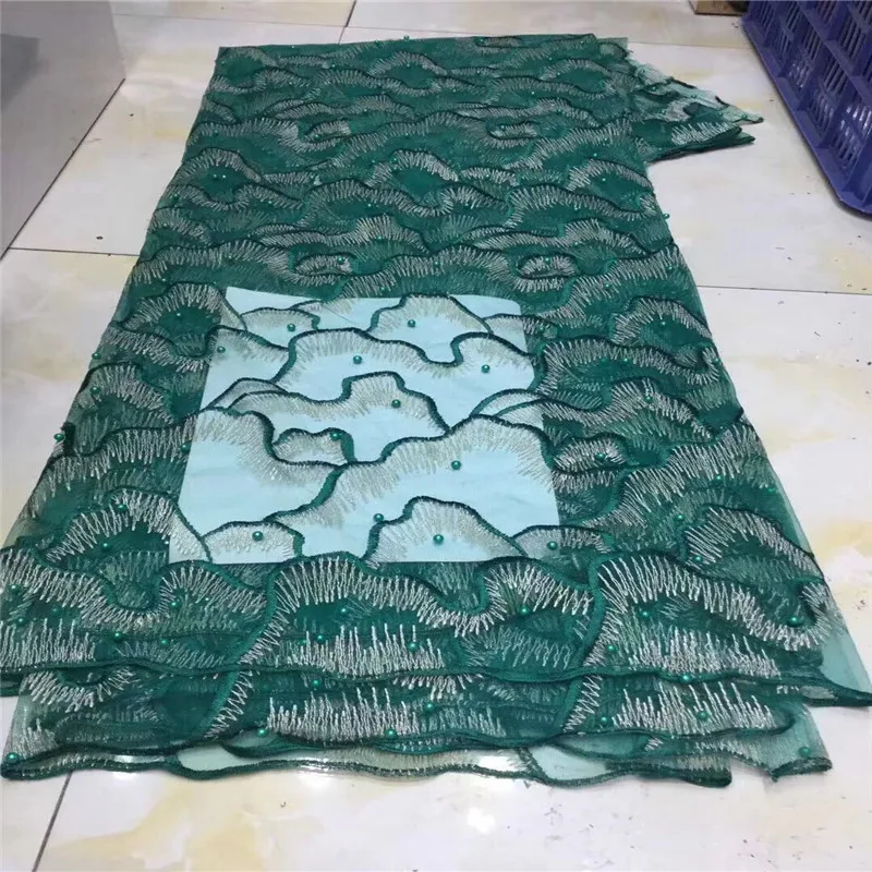2019 высококачественное нигерийское Тюлевое Кружево Зеленые ткани хиджаб