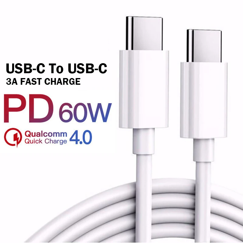 Кабель для быстрой зарядки PD 60 Вт Тип C QC 4 0 кабель телефонов Samsung Huawei Android шнур