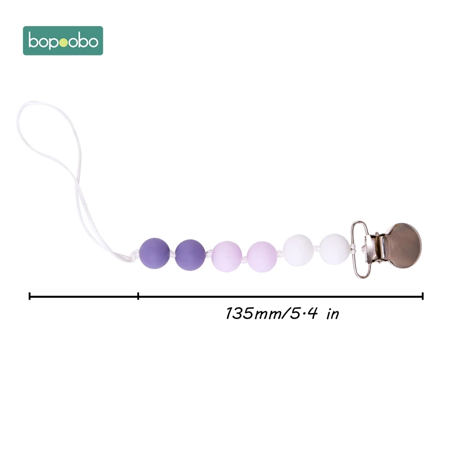 Bopoobo 1 шт., детский прорезыватель, соски, клипсы, подарок для ребенка, пищевые силиконовые грызуны, прорезыватель из бисера, BPA бесплатно, подарок для ребенка, игрушки, силиконовые бусины - Цвет: Purple Chain
