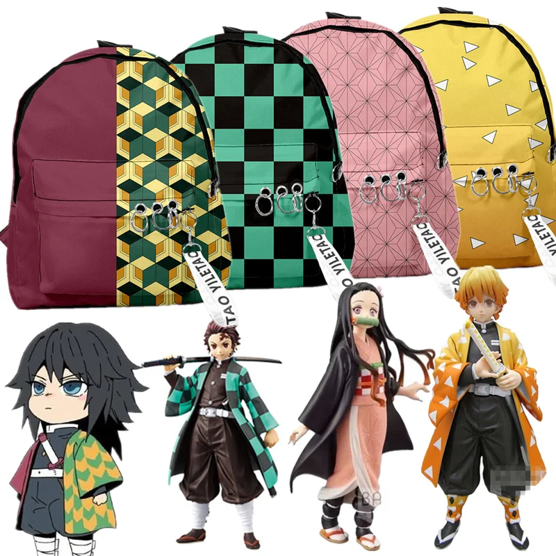 Холщовый рюкзак для мальчиков и девочек, школьные ранцы 3D с рассекающим демонов: Kimetsu no Yaiba Tomioka Giyuu, дорожная сумка для ноутбука