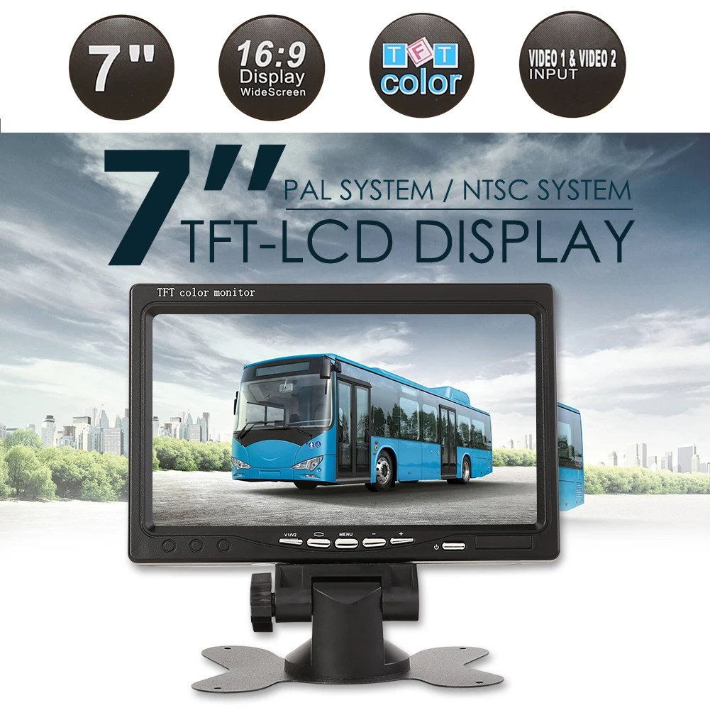 

Car 7 Inch Screen Quad Monitor Video Input Parking Dashboard Car Rear View Camera Monitor for Home Security Surveillance Camera