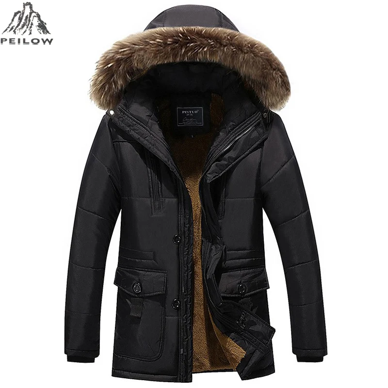 Размера плюс M~ 7XL 8XL Зимняя парка Для мужчин теплая флисовая Меховая Куртка Пальто Верхняя одежда с капюшоном мужская с капюшоном и карманами; Верхняя одежда с защитой от ветра
