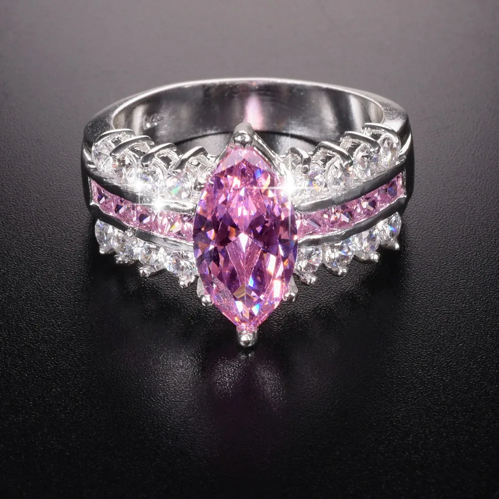 Горячая Распродажа роскошное розовое кольцо с маркизой 3 карата имитация