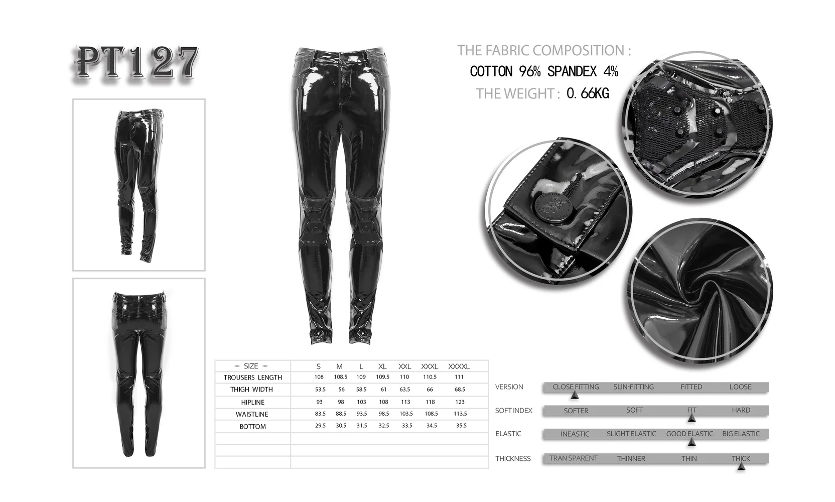 

Devil Fashion Men's Gothic Pu Leather Trousers Stage Performance Party Skinny Pants