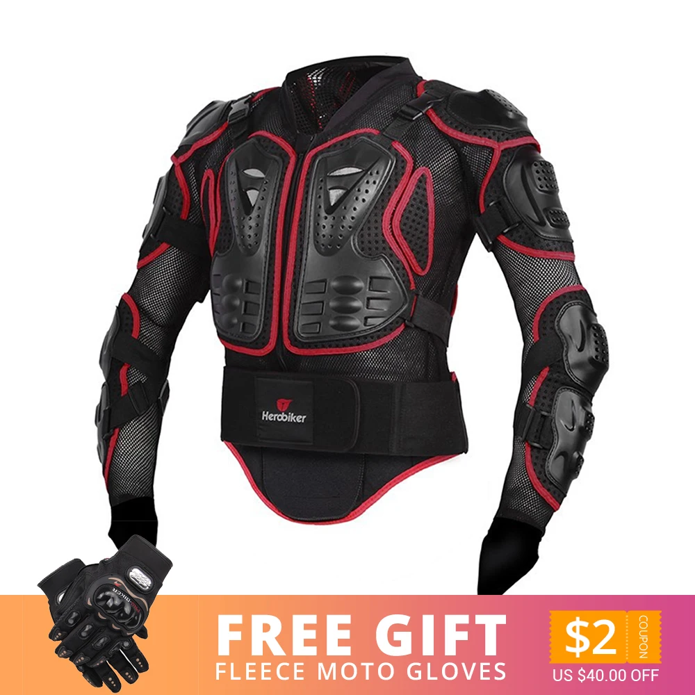 Only Jacket RD HEROBIKER мотоциклетная куртка мужская полное тело мотоциклетная Броня мотокросса гоночная Мото куртка для езды на мотоцикле защита размер S-5XL - Цвет: Only Jacket RD