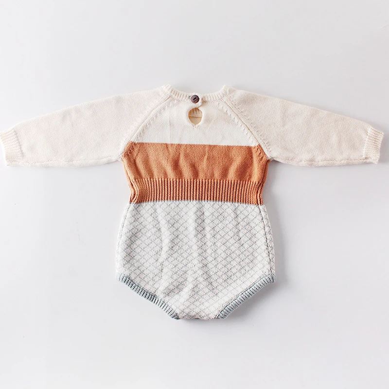 Комбинезон для новорожденных девочек вязаный детский осенний комбинезон боди в