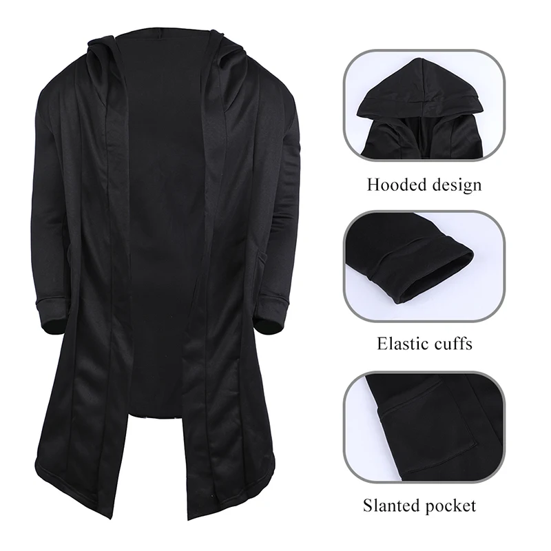 

2020 New Fashion Men Hooded Sweatshirts Black Hip Hop Mantle Hoodies Fashion Jacket long Sleeves Cloak Coats Outwear Hot Sale