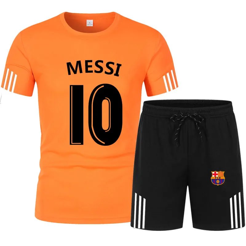 

2021Messi jersey Summer Branded Men's Clothing Graphic Printing Oversized T-shirt+Shorts men sets Football team shirt tracksuit