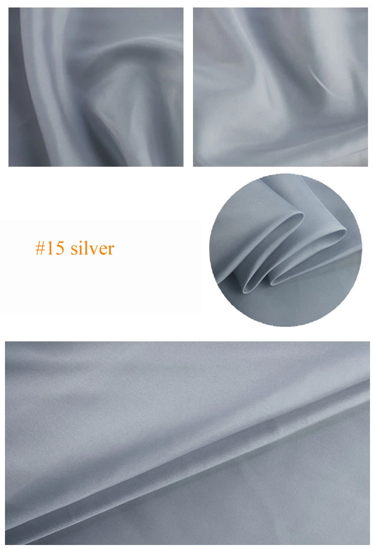 15 silver Чистый шелк тутового шелкопряда подкладка ткань habutai Tissu - Цвет: 15 silver