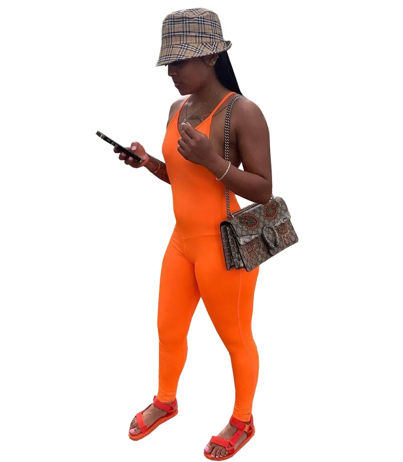 Женский Облегающий комбинезон неоновые леггинсы без рукавов с открытой спиной