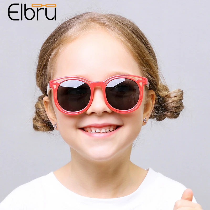 

Elbru Children Soft Silicone Sunglasses Classic UV Protection TAC Lens Sunshades Stitching Color Sun Glasses For Boys And Girls