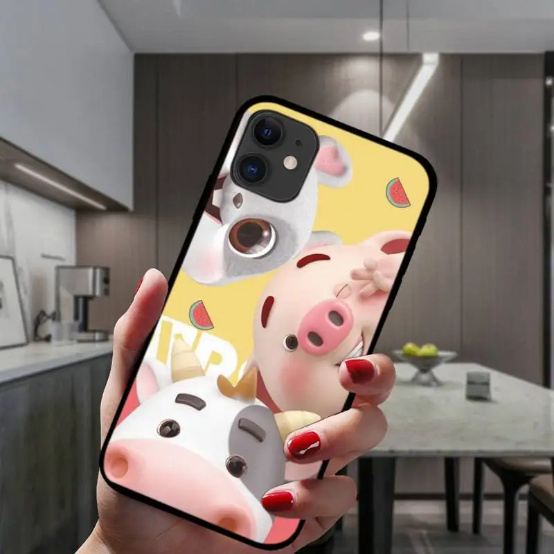 

Cartoon Cute Pig Wallpaper Phone Case For IPhone 6 6s 7 8 Plus X Xs Xr Xsmax 11 12 Pro Promax 12mini