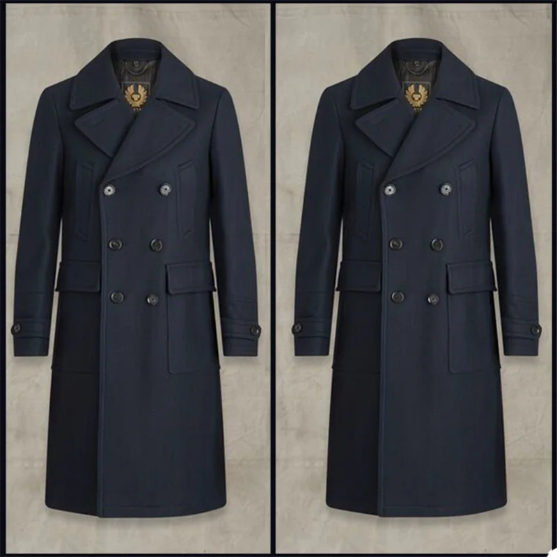 Двубортные мужские костюмы темно-синие шерстяные на заказ красивый блейзер из