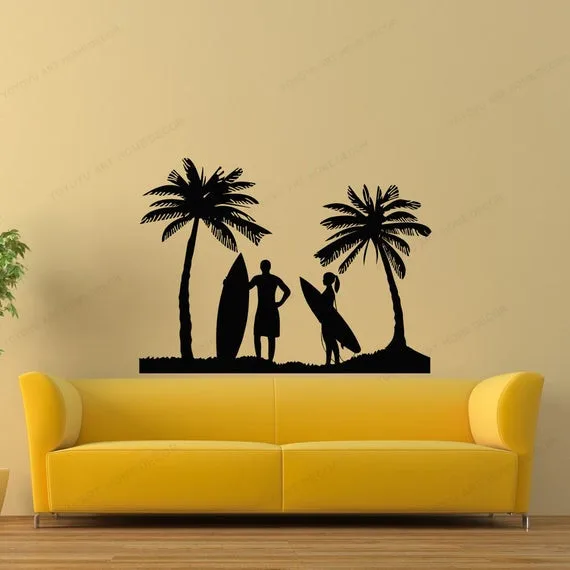

Surfing Wall Decal surf wall sticker vinyl home removable wall art mural HJ806