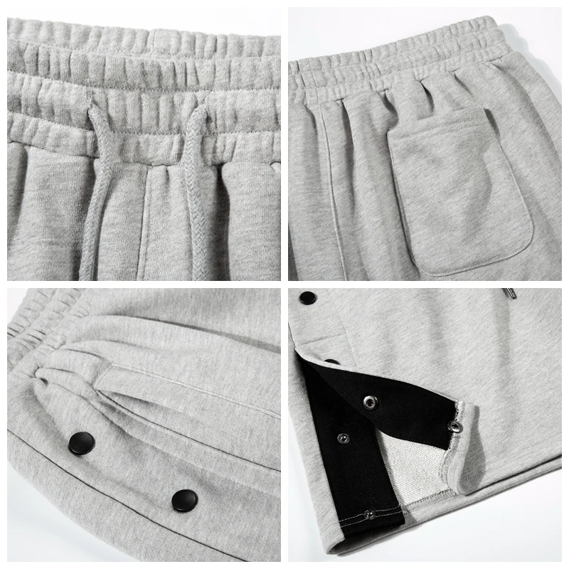 

Harajuku Side Buttons Knit Sports Shorts Hip Hop Streetwear Fashion Sweatpant Shorts Men Summer Loose Casual Knee Length Cotton