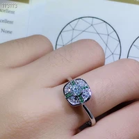 meibapj glittering moissanite gemstone fashion simple green ring for women 925 sterling silver fine wedding jewelry