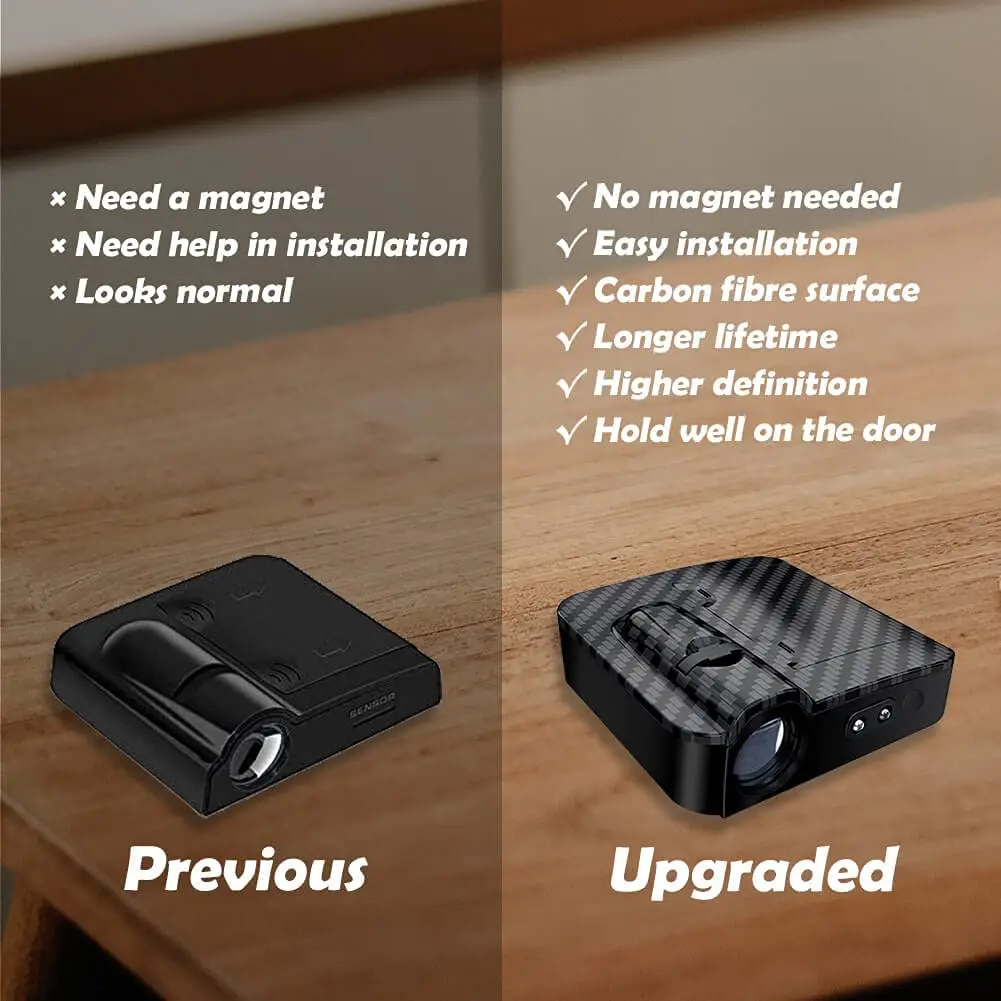 

1X Автомобильный Дверной светильник с логотипом, беспроводной светодиодный дверной светильник из углеродного волокна для toyota, kia, vw, audi, benz, ...